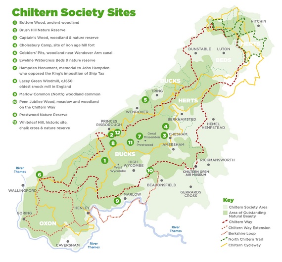 Map of the Chiltern Way from the Chiltern Society